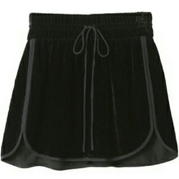 Rebecca Taylor Velvet Mini Skirt Womens‎ Size 2 Silk Piping Black - Picture 2 of 9